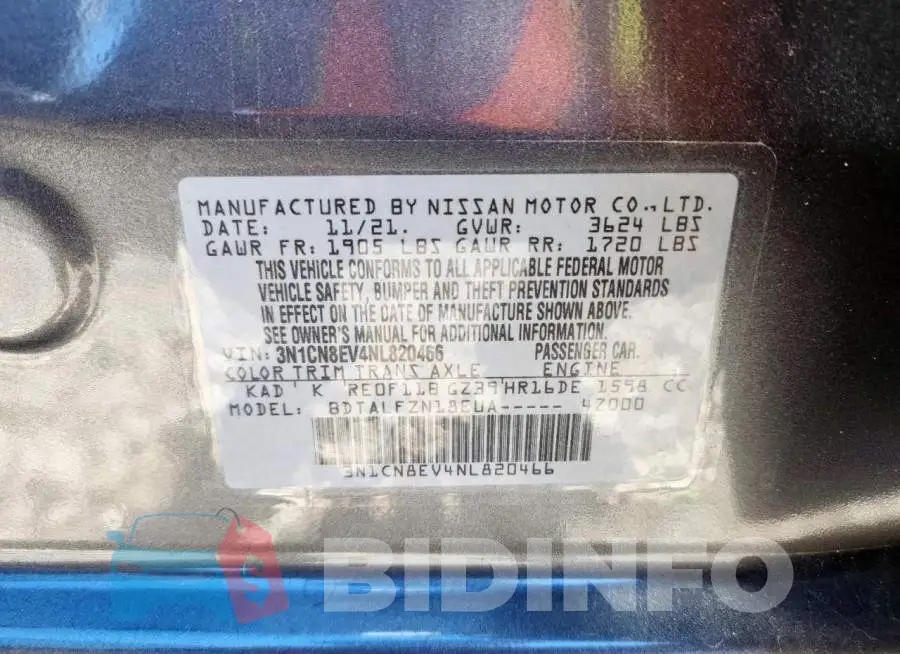 3N1CN8EV4NL820466 Photo# 12