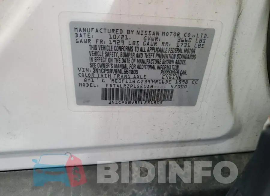 3N1CP5BV8ML551805 Photo# 13