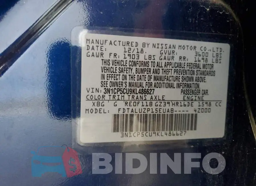 3N1CP5CU9KL486627 Photo# 12