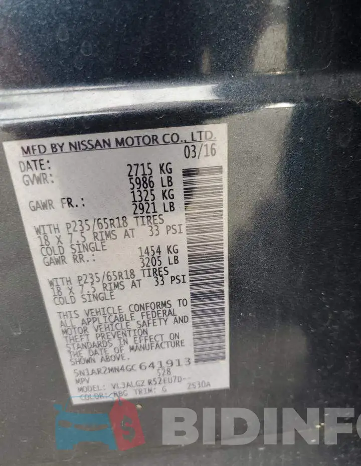 5N1AR2MN4GC641913 Photo# 13