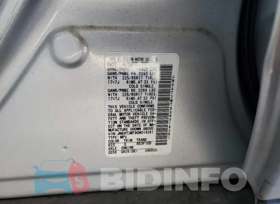 JN8AT2MT9GW014261 Photo# 13