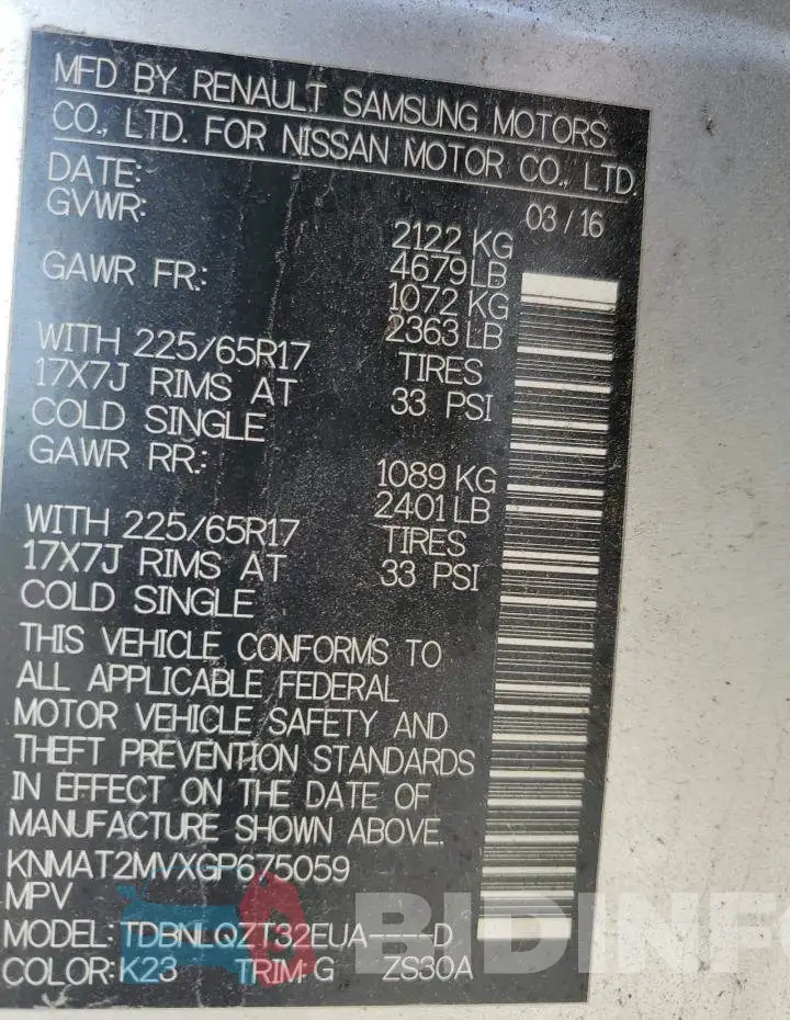 KNMAT2MVXGP675059 Photo# 13