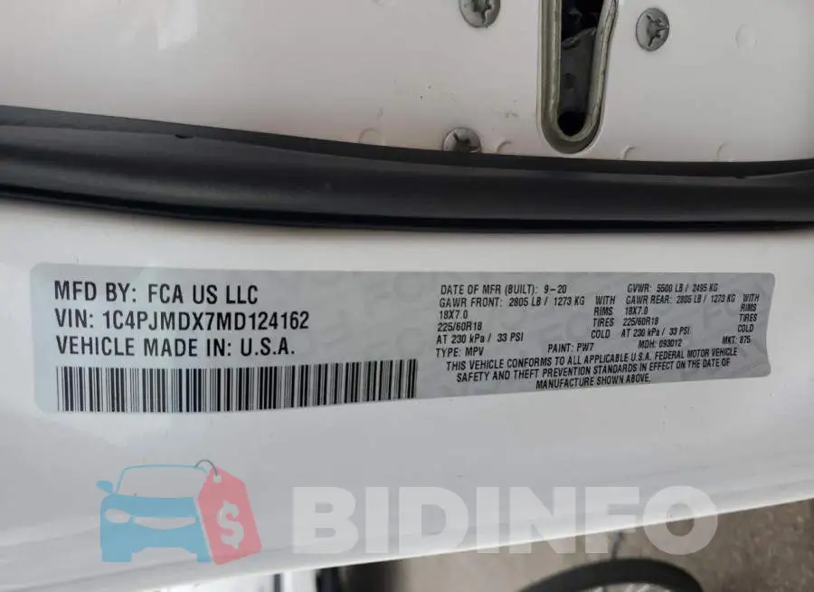 1C4PJMDX7MD124162 Photo# 13
