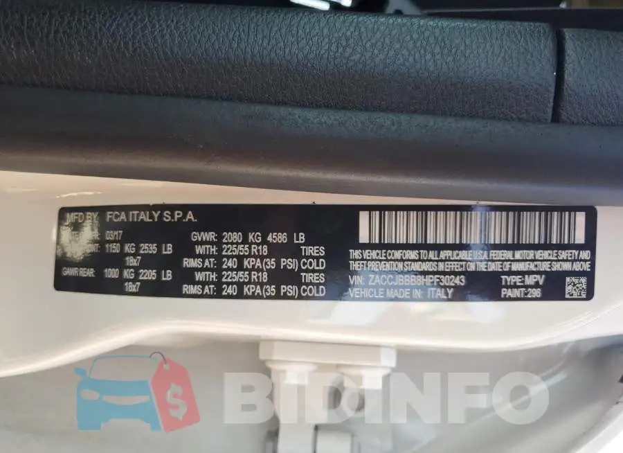 ZACCJBBB8HPF30243 Photo# 12