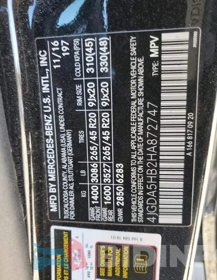 4JGDA5HB2HA872747 Photo# 13