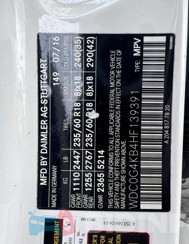 WDC0G4KB4HF139391 Photo# 10