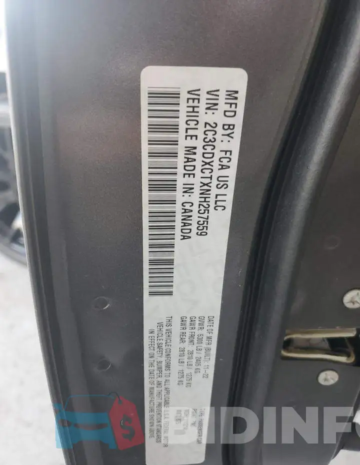 2C3CDXCTXNH257559 Photo# 12