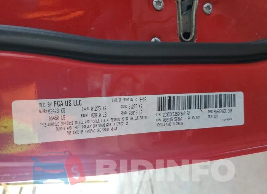 2C3CDXEJ5GH307122 Photo# 13