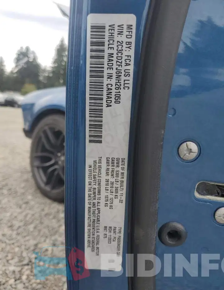 2C3CDZFJ6NH261050 Photo# 13