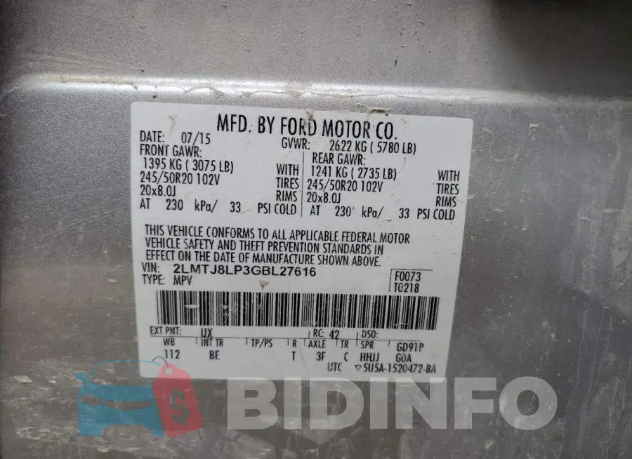 2LMTJ8LP3GBL27616 Photo# 13