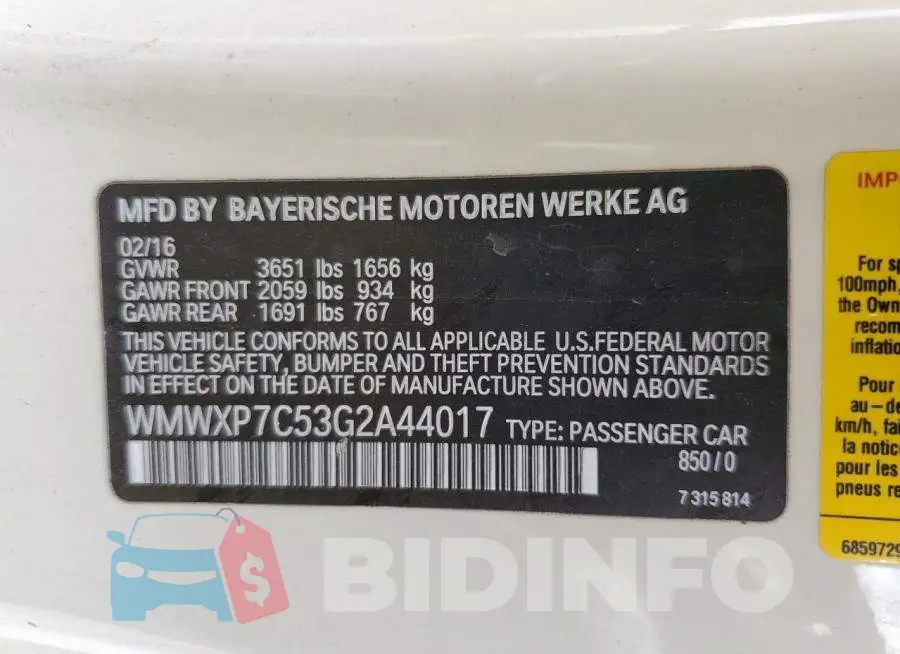 WMWXP7C53G2A44017 Photo# 13