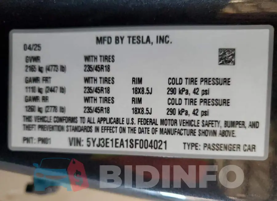 5YJ3E1EA1SF004021 Photo# 14