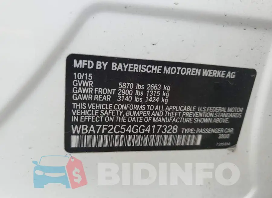 WBA7F2C54GG417328 Photo# 12