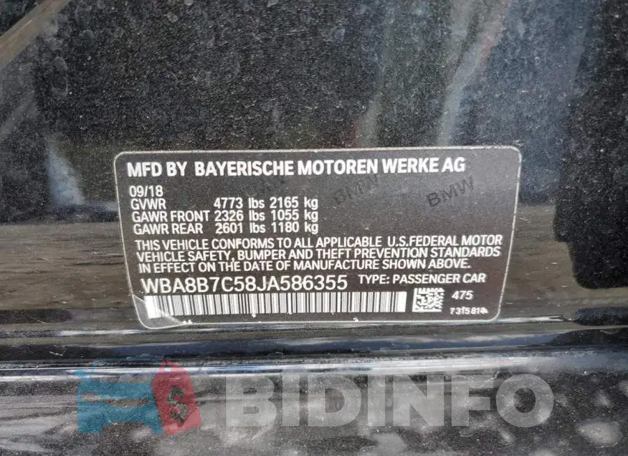 WBA8B7C58JA586355 Photo# 12