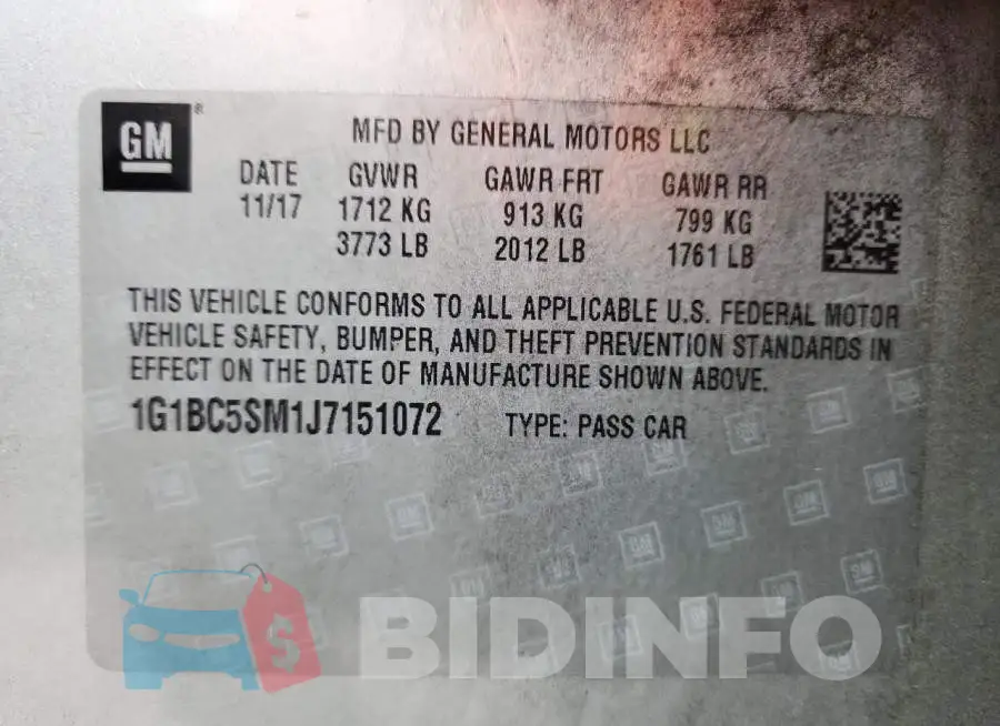 1G1BC5SM1J7151072 Photo# 12