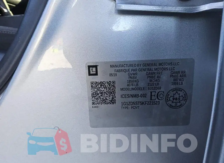 1G1ZD5ST5KF221523 Photo# 12