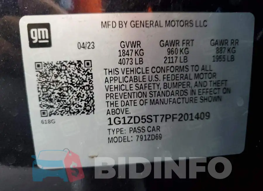 1G1ZD5ST7PF201409 Photo# 12