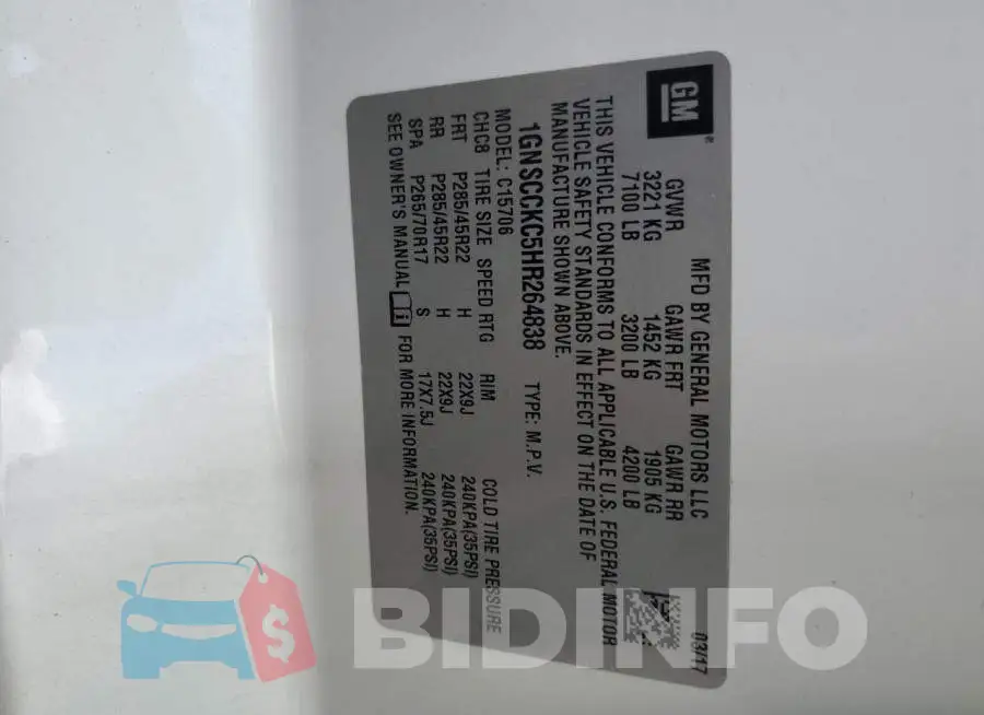 1GNSCCKC5HR264838 Photo# 13