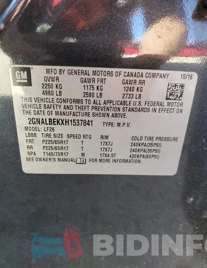 2GNALBEKXH1537841 Photo# 12