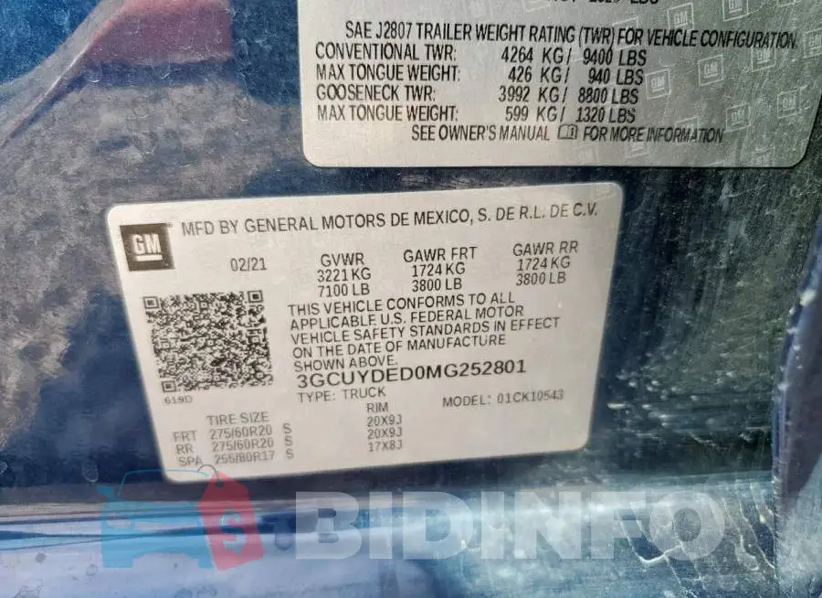 3GCUYDED0MG252801 Photo# 12