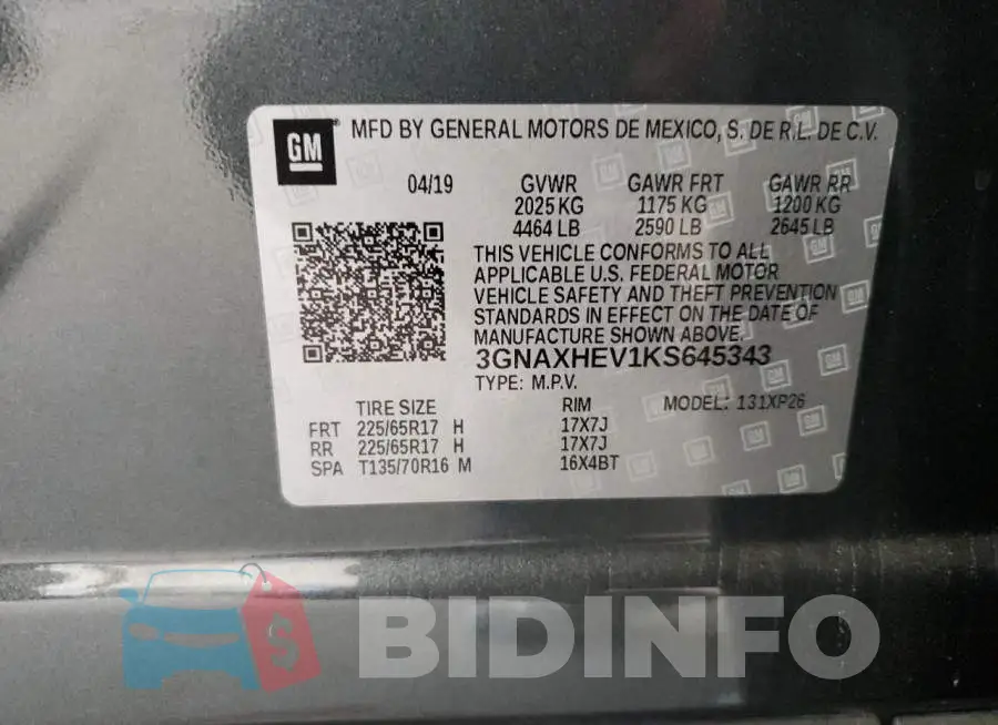 3GNAXHEV1KS645343 Photo# 13