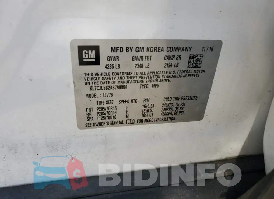 KL7CJLSB2KB798094 Photo# 13