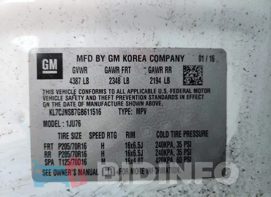 KL7CJNSB7GB611516 Photo# 14