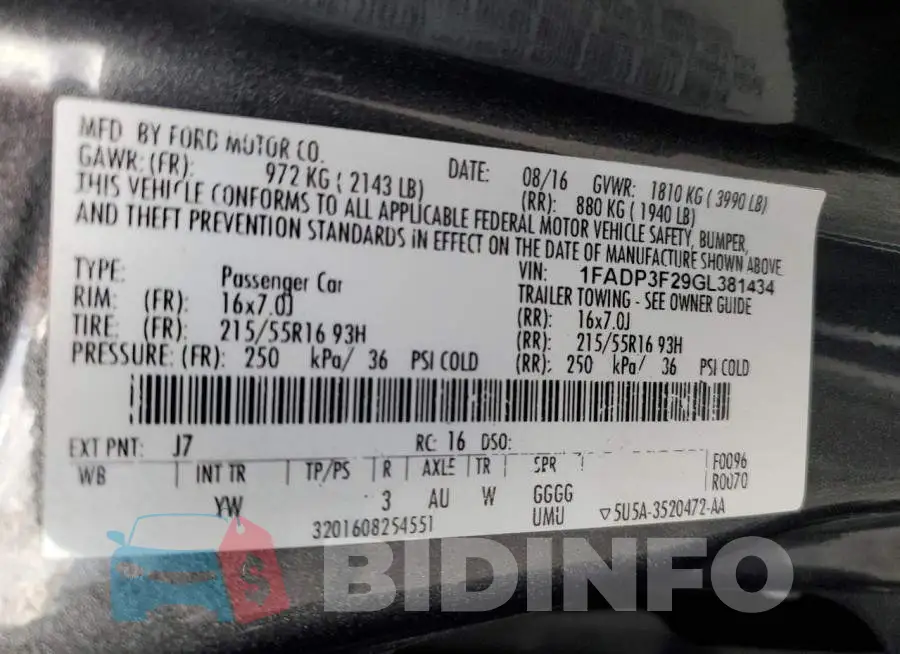 1FADP3F29GL381434 Photo# 13