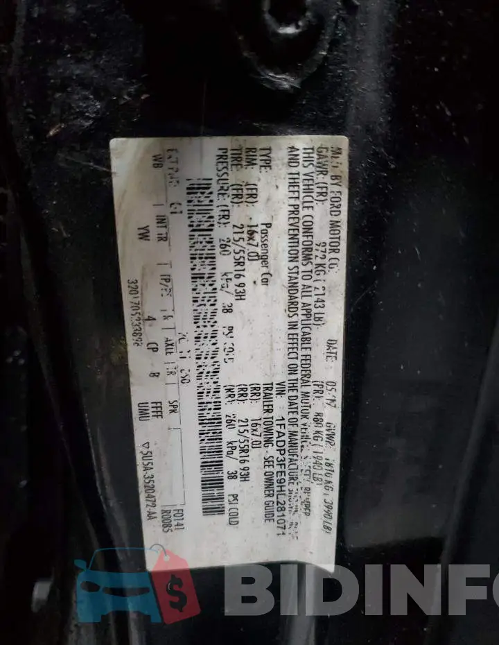 1FADP3FE9HL281071 Photo# 12