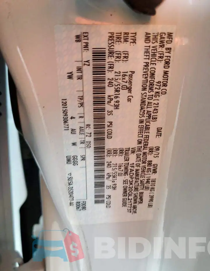 1FADP3K20GL217737 Photo# 13