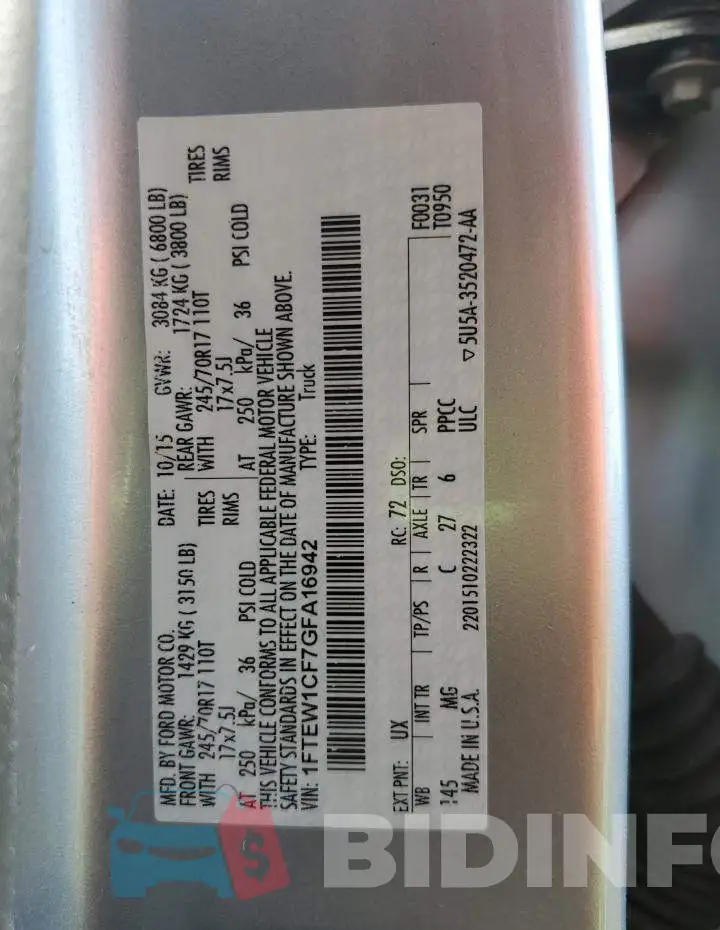 1FTEW1CF7GFA16942 Photo# 12