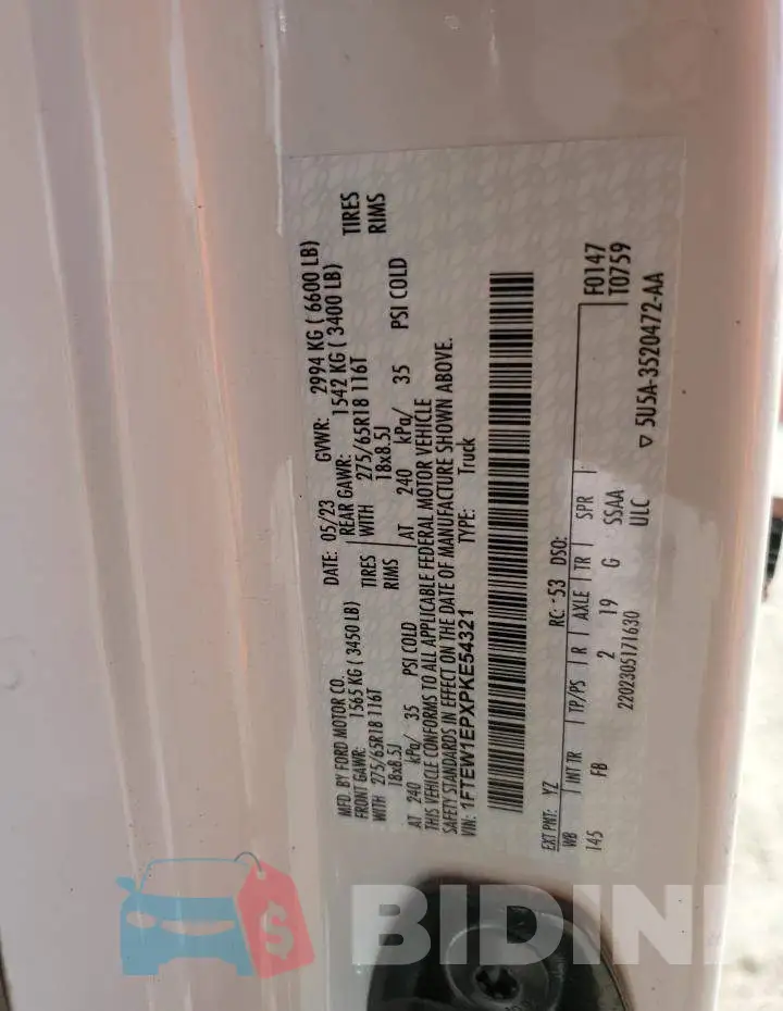 1FTEW1EPXPKE54321 Photo# 13
