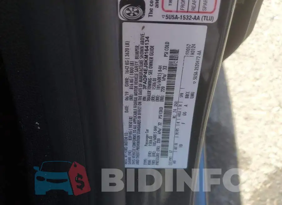 3FADP4EJ0KM164134 Photo# 12
