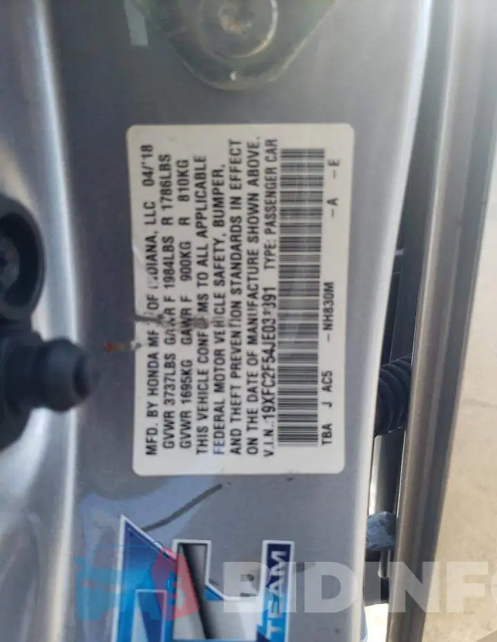 19XFC2F54JE031891 Photo# 12