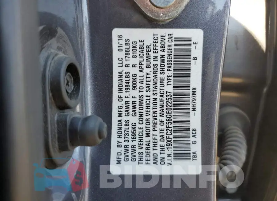 19XFC2F56GE022537 Photo# 12
