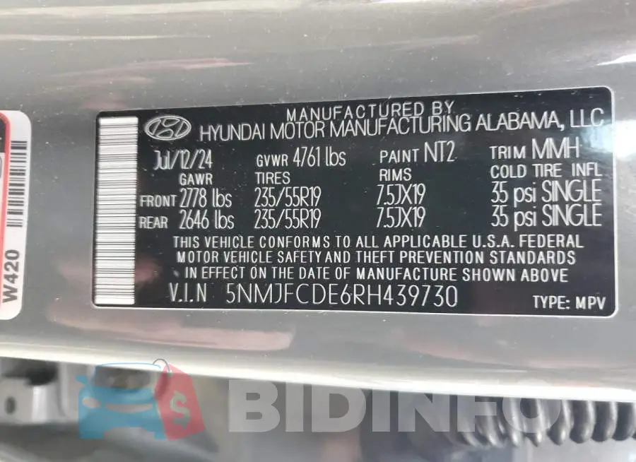 5NMJFCDE6RH439730 Photo# 14