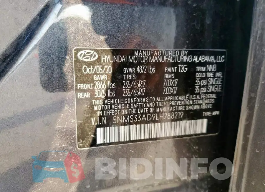 5NMS33AD9LH288219 Photo# 13