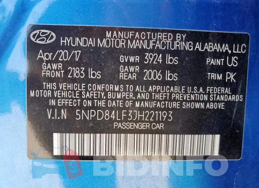5NPD84LF3JH221193 Photo# 13