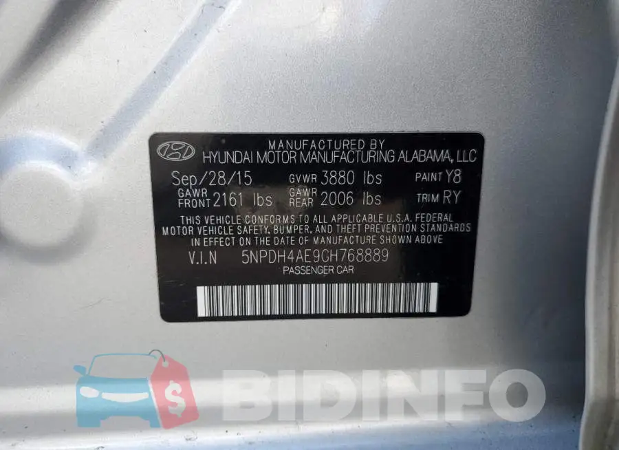 5NPDH4AE9GH768889 Photo# 12