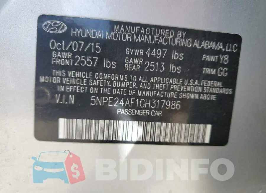 5NPE24AF1GH317986 Photo# 12