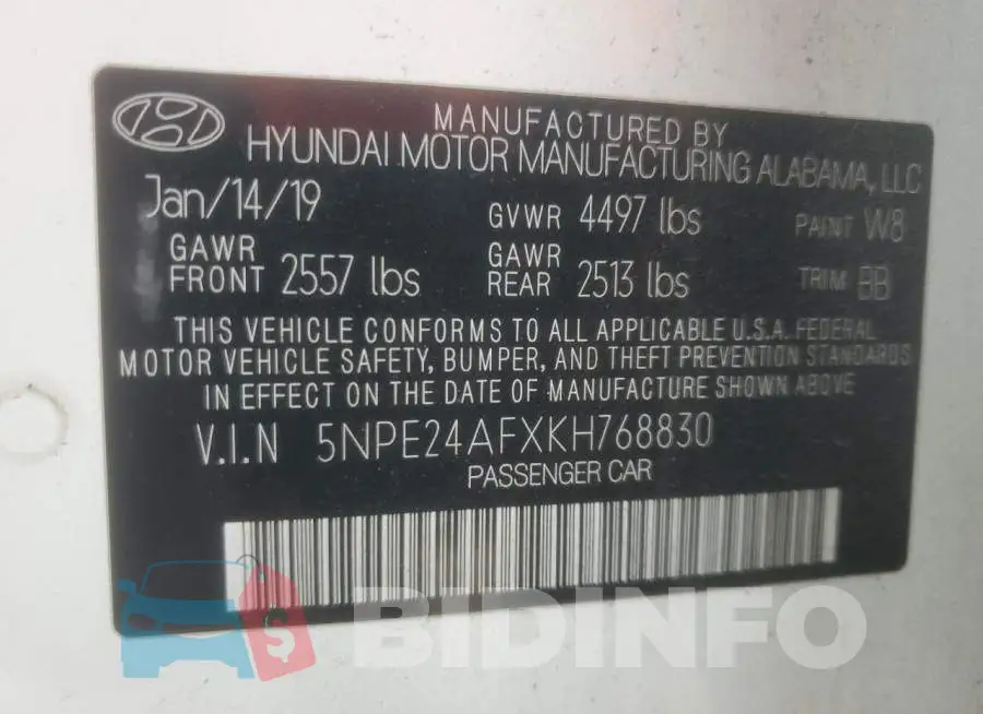 5NPE24AFXKH768830 Photo# 12