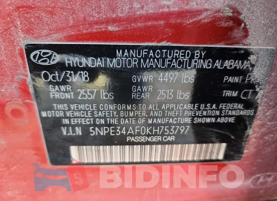 5NPE34AF0KH753797 Photo# 13