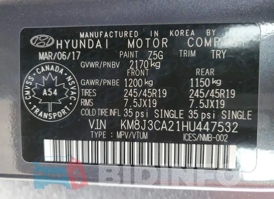 KM8J3CA21HU447532 Photo# 14