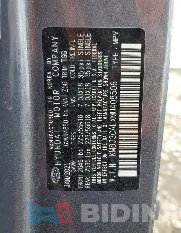 KM8J3CALXMU408506 Photo# 13