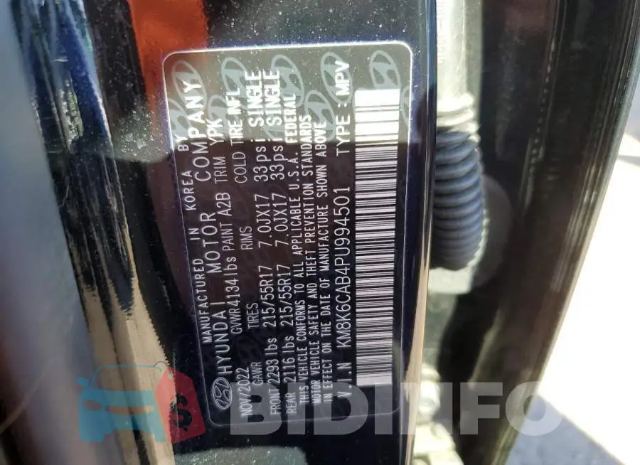KM8K6CAB4PU994501 Photo# 13