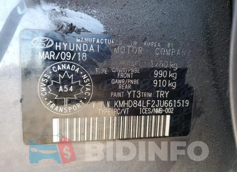 KMHD84LF2JU661519 Photo# 13