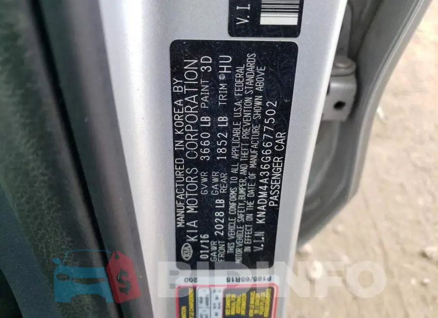 KNADM4A36G6677502 Photo# 12