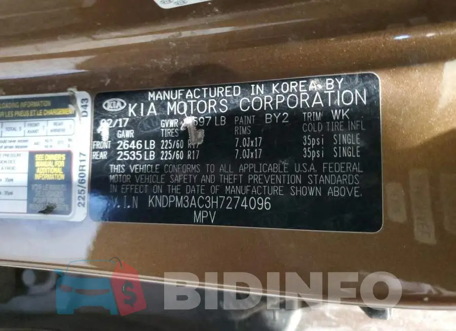 KNDPM3AC3H7274096 Photo# 13