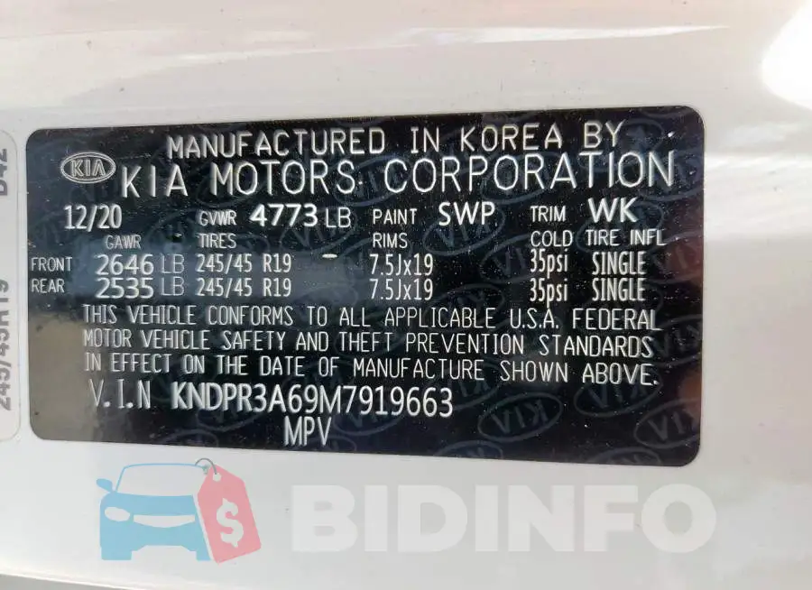 KNDPR3A69M7919663 Photo# 14