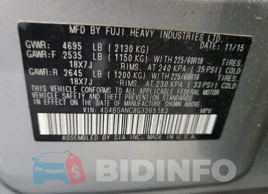 4S4BSANC8G3265183 Photo# 13